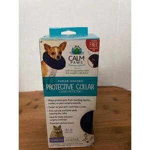 Calm Paws Inflatable Protective Collar Blue X-Small for Dogs and Cats with Disk